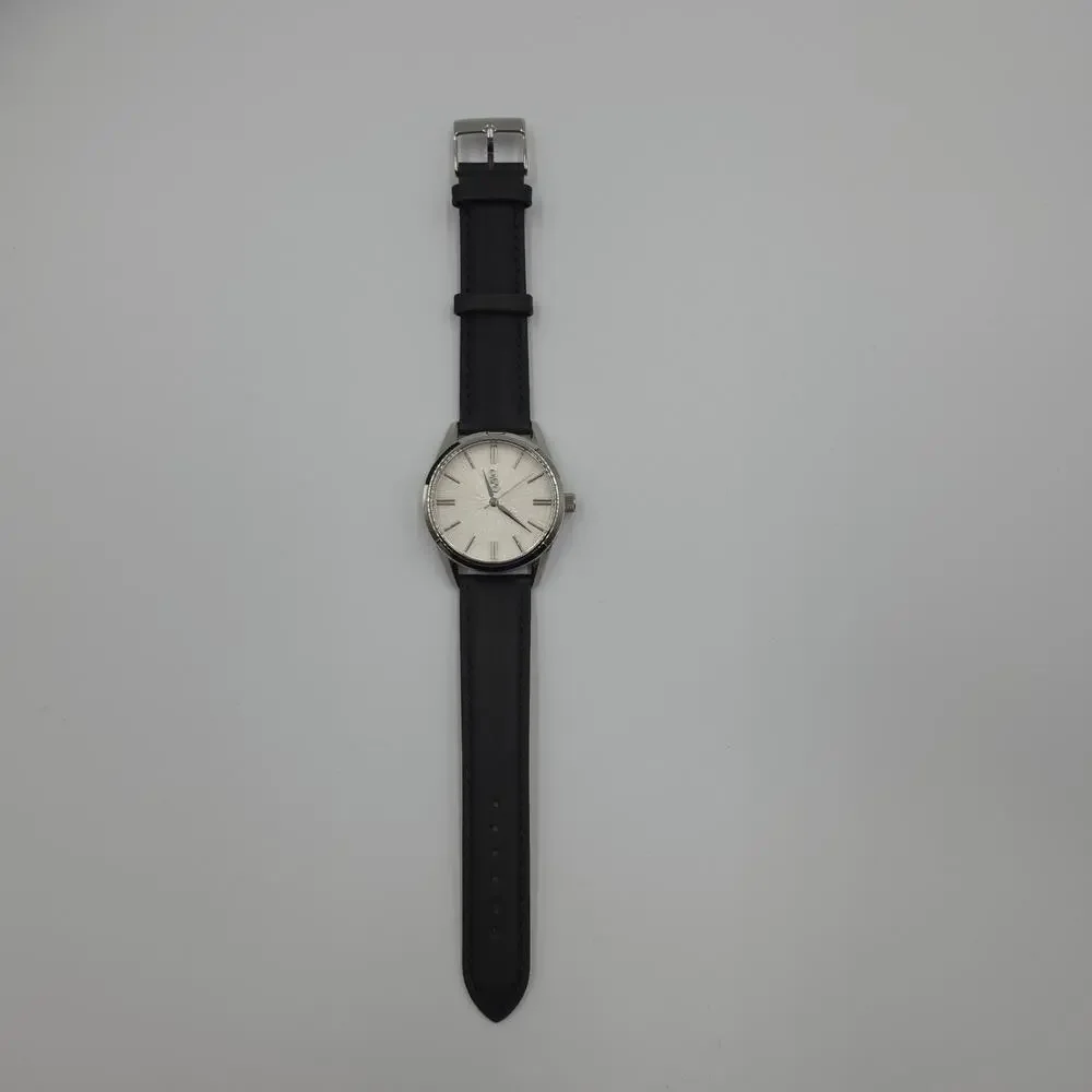 The Beyond Boring Watch Company in White Sunburst Watch Black Leather 39mm